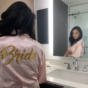 Small Blush Pink & Gold Bridal Robe- Worn Once!